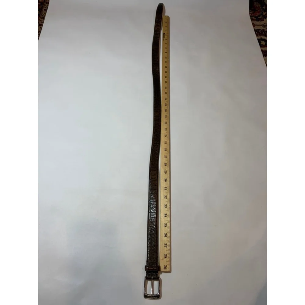 Marshall Fields Croc Embossed Leather Belt 36 Brown Vintage Distressed